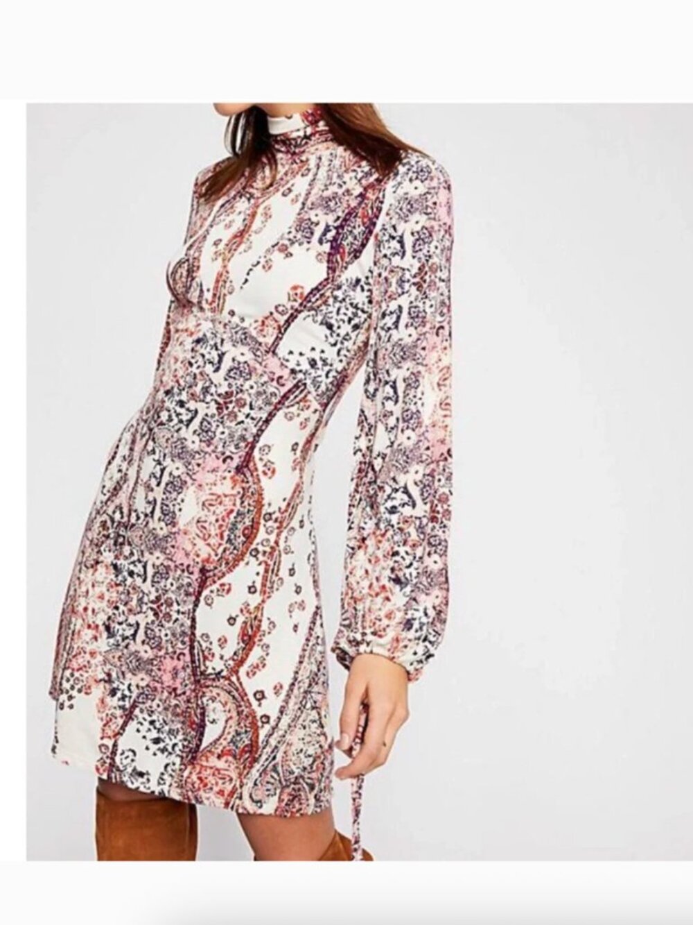Free People All Dolled Up Mini Dress Long Sleeve Bohemian XS